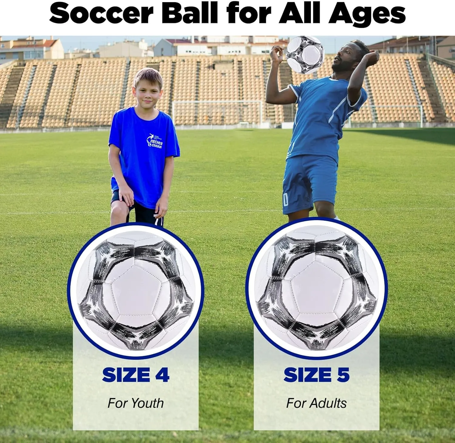 with Pump and Mesh Bag for Indoor Outdoor Lawn Game Training Practice Bulk Sport Gift for Teens Adults 6 Pack Classic deflated Soccer Balls saddle Size 3/4/5 