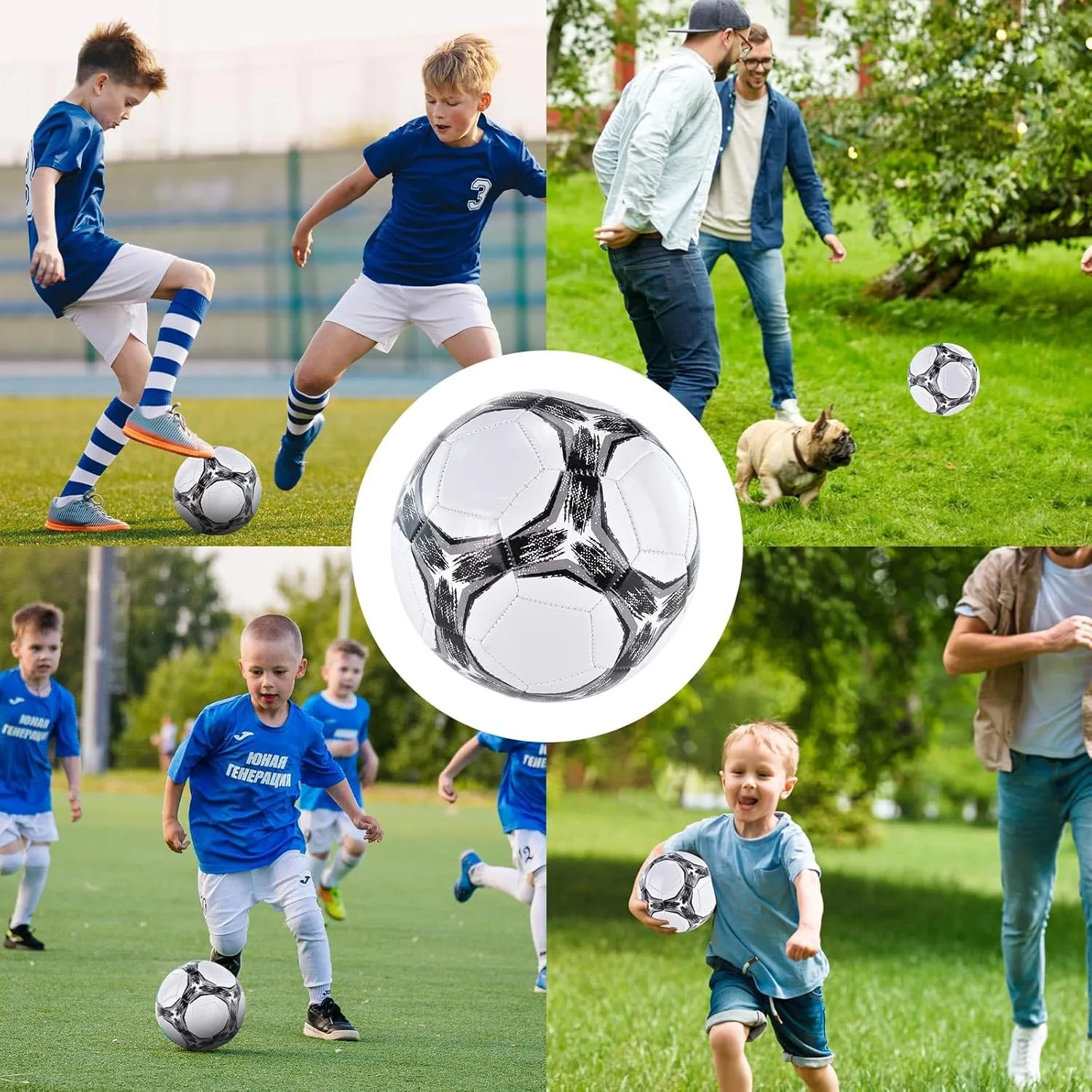 with Pump and Mesh Bag for Indoor Outdoor Lawn Game Training Practice Bulk Sport Gift for Teens Adults 6 Pack Classic deflated Soccer Balls saddle Size 3/4/5 