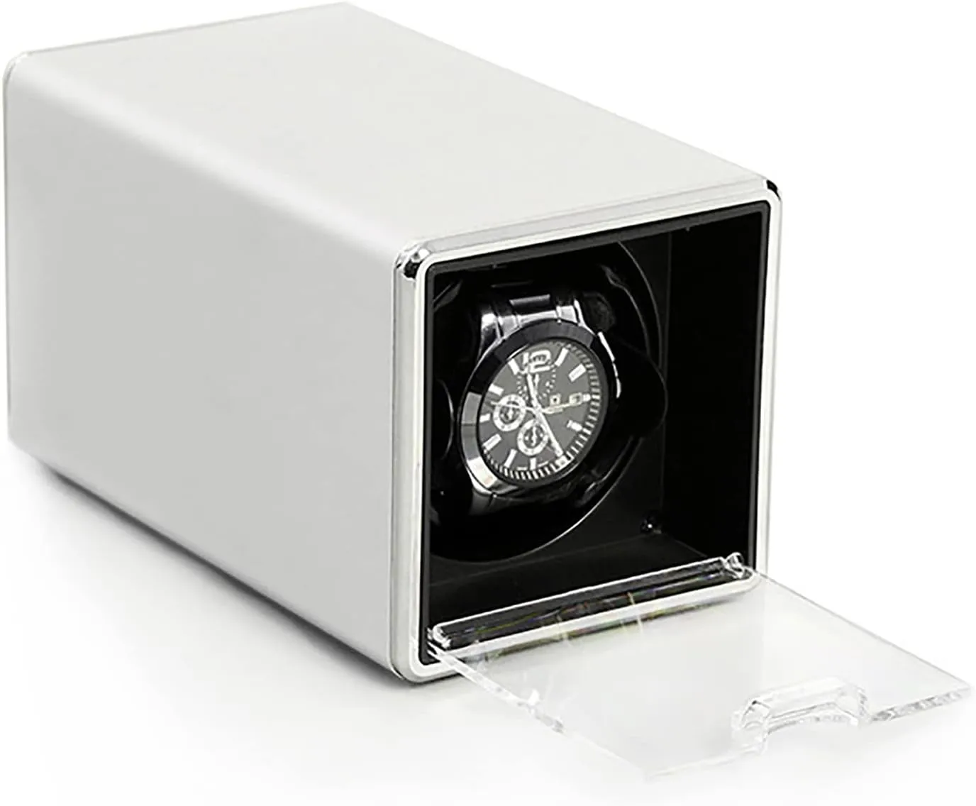 with Quiet Motor and Dual Power Supply Watch Winder for Automatic Watches Automatic Single Watch Winder mollusk description subtractive versus for 1 Watches, PU Leather Metal Self-Winding Mechanical Watch Box Case 