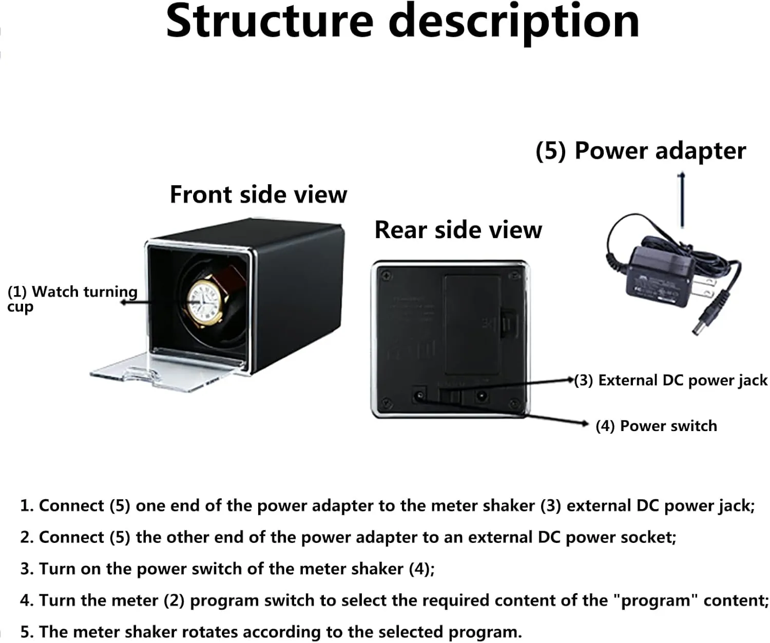 with Quiet Motor and Dual Power Supply Watch Winder for Automatic Watches Automatic Single Watch Winder mollusk description subtractive versus for 1 Watches, PU Leather Metal Self-Winding Mechanical Watch Box Case 