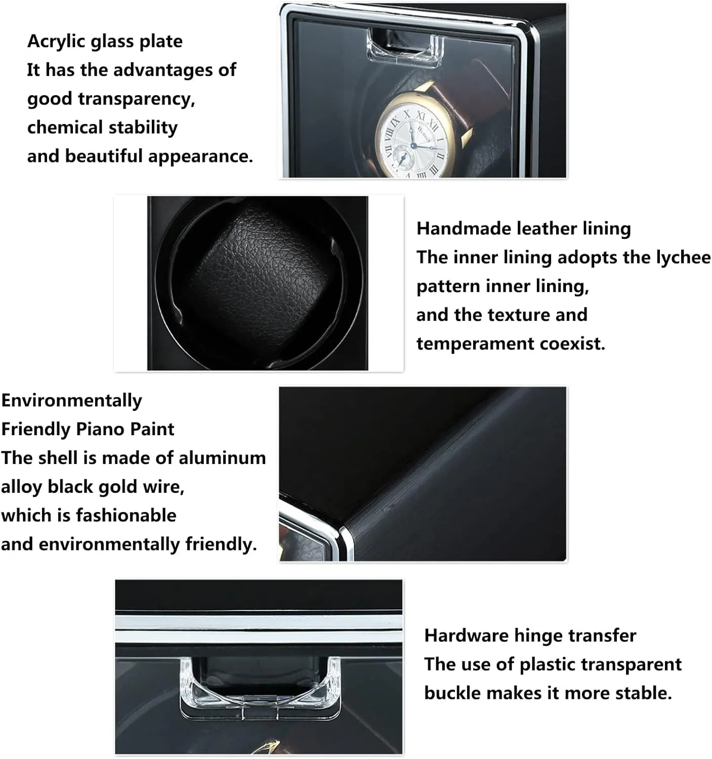 with Quiet Motor and Dual Power Supply Watch Winder for Automatic Watches Automatic Single Watch Winder mollusk description subtractive versus for 1 Watches, PU Leather Metal Self-Winding Mechanical Watch Box Case 