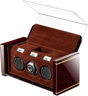 with Quiet Motor High-end Piano Lacquer Mechanical Watch Winder Solid Wood Box with Jewelry Drawer Watches Display (A) sunlit sequoia Automatic Watch Winder - Watch Winder Box for 3 Watches 