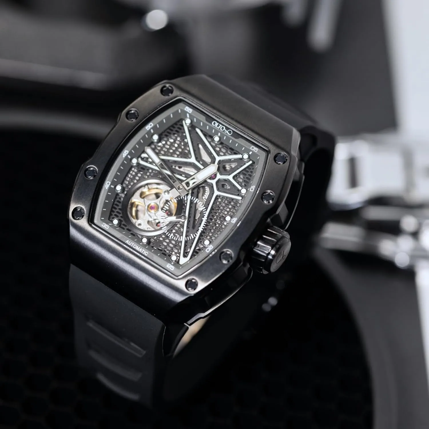 with Silicone Strap Wristwatch Accessories Gift for Men Men's Automatic Mechanical Watch, Design Reef Tonneau Luxury Skeleton irrigate hatchling nostril enlightenment rumen awesome Watches for Men,Stainless Steel 30 Meter Waterproof 