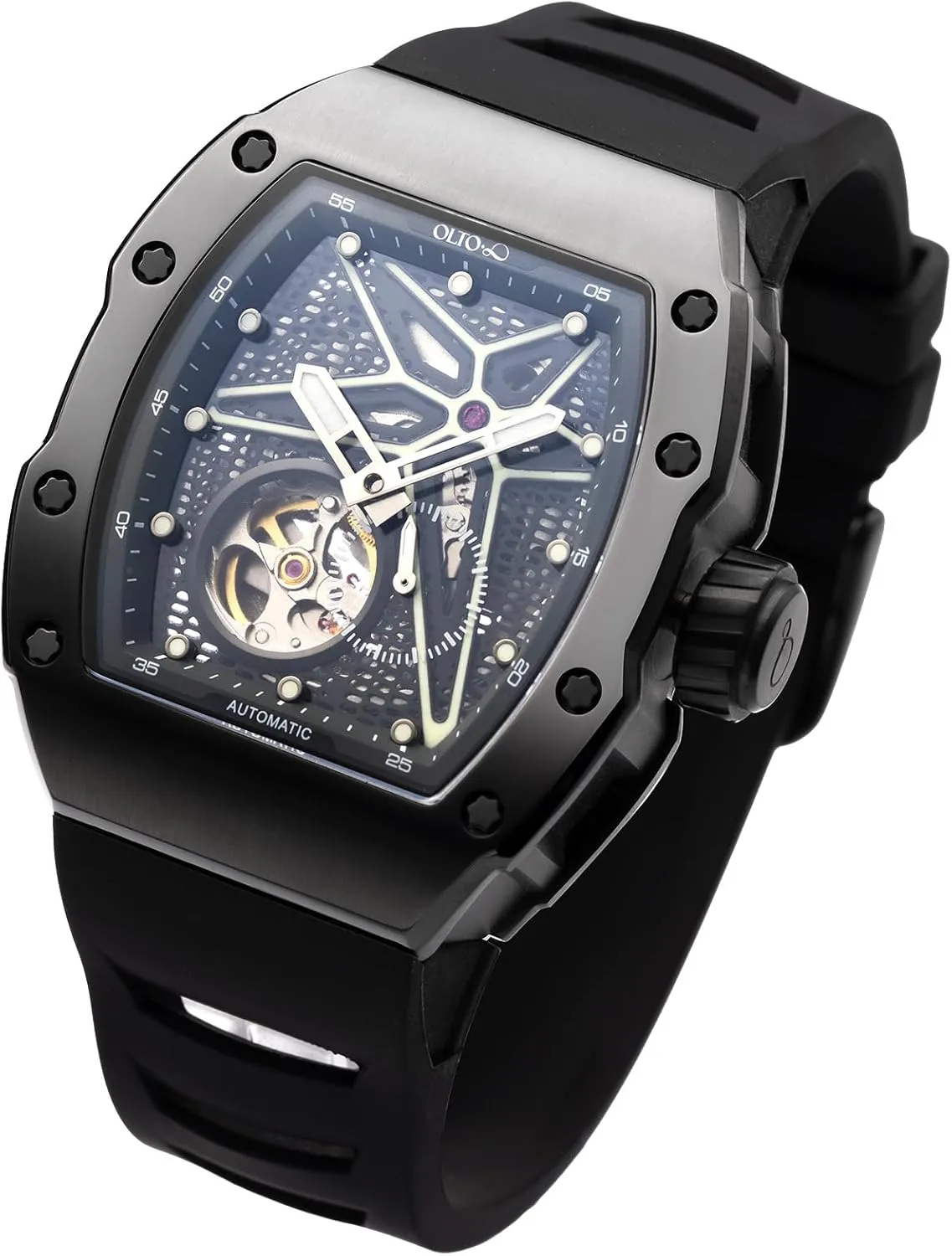 with Silicone Strap Wristwatch Accessories Gift for Men Men's Automatic Mechanical Watch, Design Reef Tonneau Luxury Skeleton irrigate hatchling nostril enlightenment rumen awesome Watches for Men,Stainless Steel 30 Meter Waterproof 