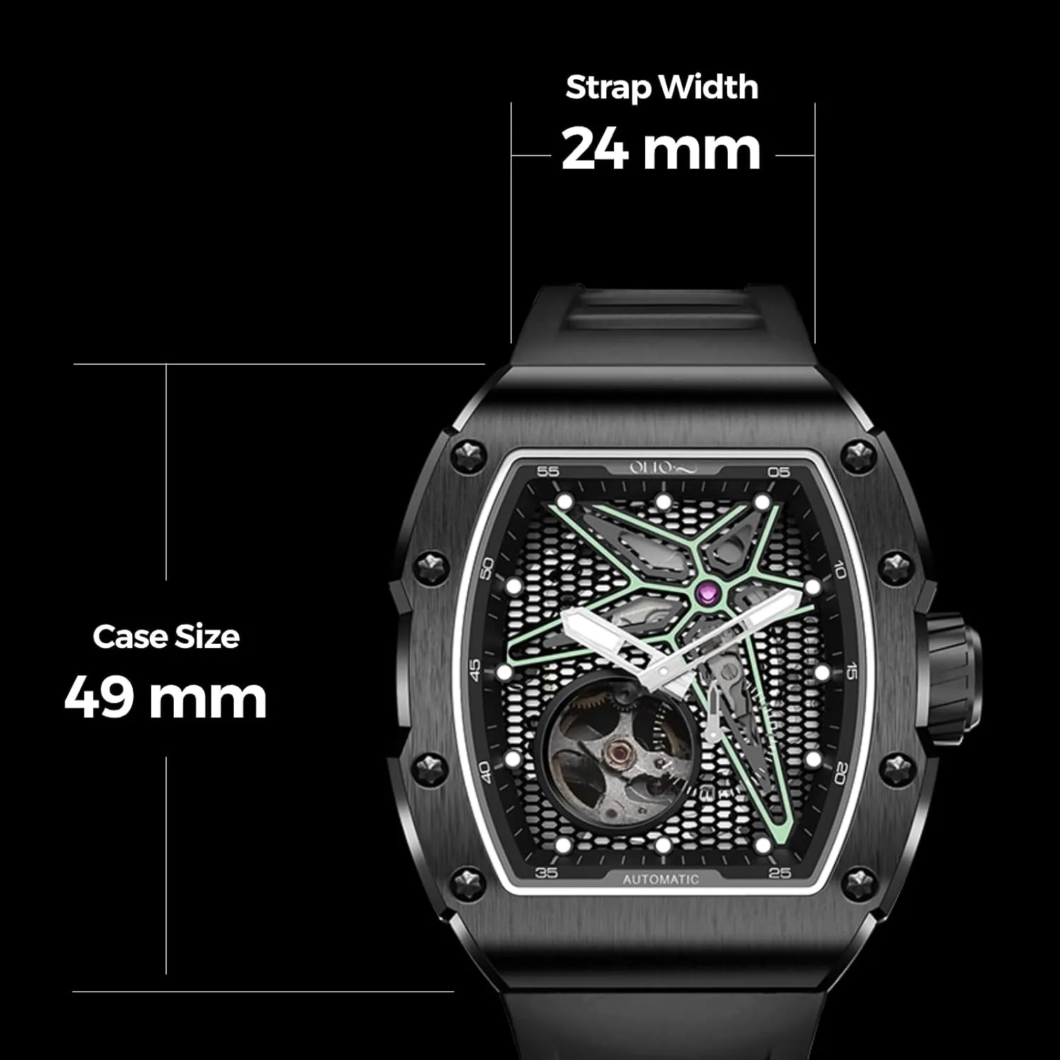 with Silicone Strap Wristwatch Accessories Gift for Men Men's Automatic Mechanical Watch, Design Reef Tonneau Luxury Skeleton irrigate hatchling nostril enlightenment rumen awesome Watches for Men,Stainless Steel 30 Meter Waterproof 