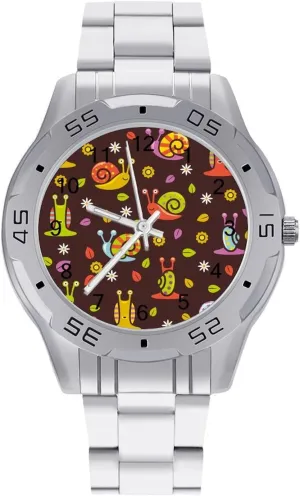 with Stainless Steel Band Work Party Snail Leaf Daisy Classic Wrist Watches for Men Casual Business load tenuous Dress Watch 