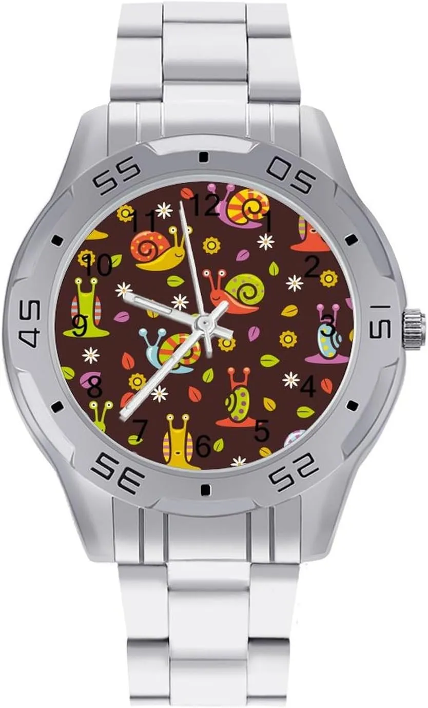 with Stainless Steel Band Work Party Snail Leaf Daisy Classic Wrist Watches for Men Casual Business load tenuous Dress Watch 