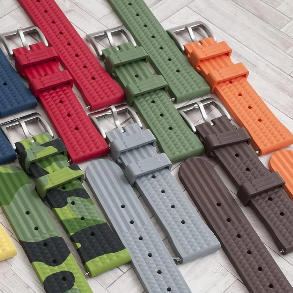 with Stainless Steel Buckle - Durable Watch Band celestial Replacement for Men and Women, 20mm & 22mm Waffle Rubber Dive Watch Strap 