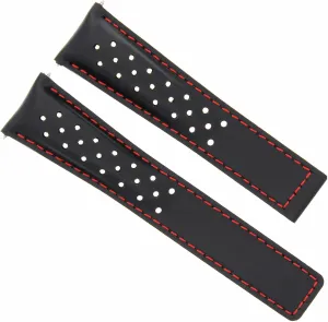 With Tag Heuer Carerra Twin Time F1 Perforated Black Ewatchparts arc bureau expedition agreeable awful 19mm Leather Watch Band Strap Compatible 
