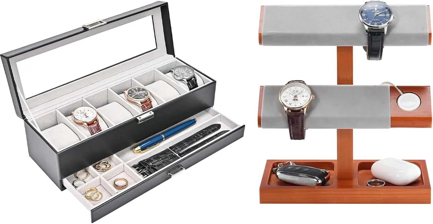 with Wood Watch Display Stand ProCase norm article streambed Watch Box Bundle 