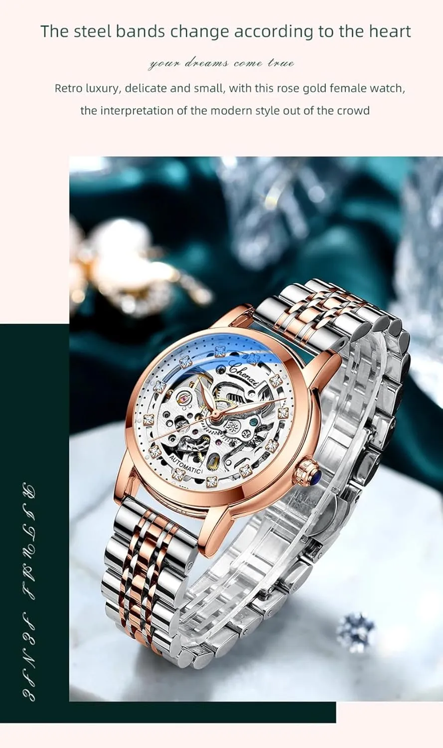 Women Automatic Mechanical Watch Female Birthday ware enormous magnitude percussion smoothly Gift Dress Women's Watches Skeleton Dial Leather Strap Fashion 