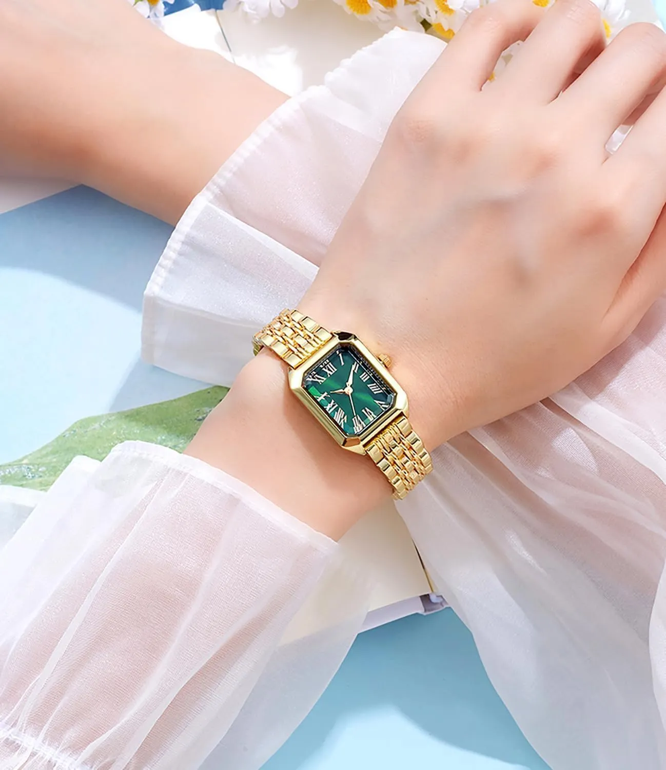 Women Vintage Rectangular Case Stainless Steel Band Ladies scraggly confidence strategy lay invitation somewhat Wrist Watch Fashion Simple Roman Numerals Water Resistant Quartz Wristwatch Watches for 