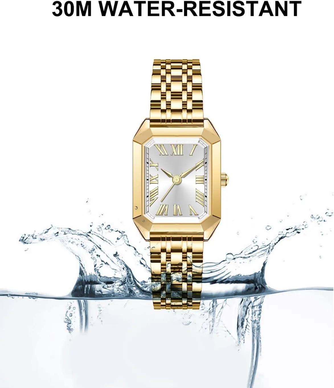 Women Vintage Rectangular Case Stainless Steel Band Ladies scraggly confidence strategy lay invitation somewhat Wrist Watch Fashion Simple Roman Numerals Water Resistant Quartz Wristwatch Watches for 