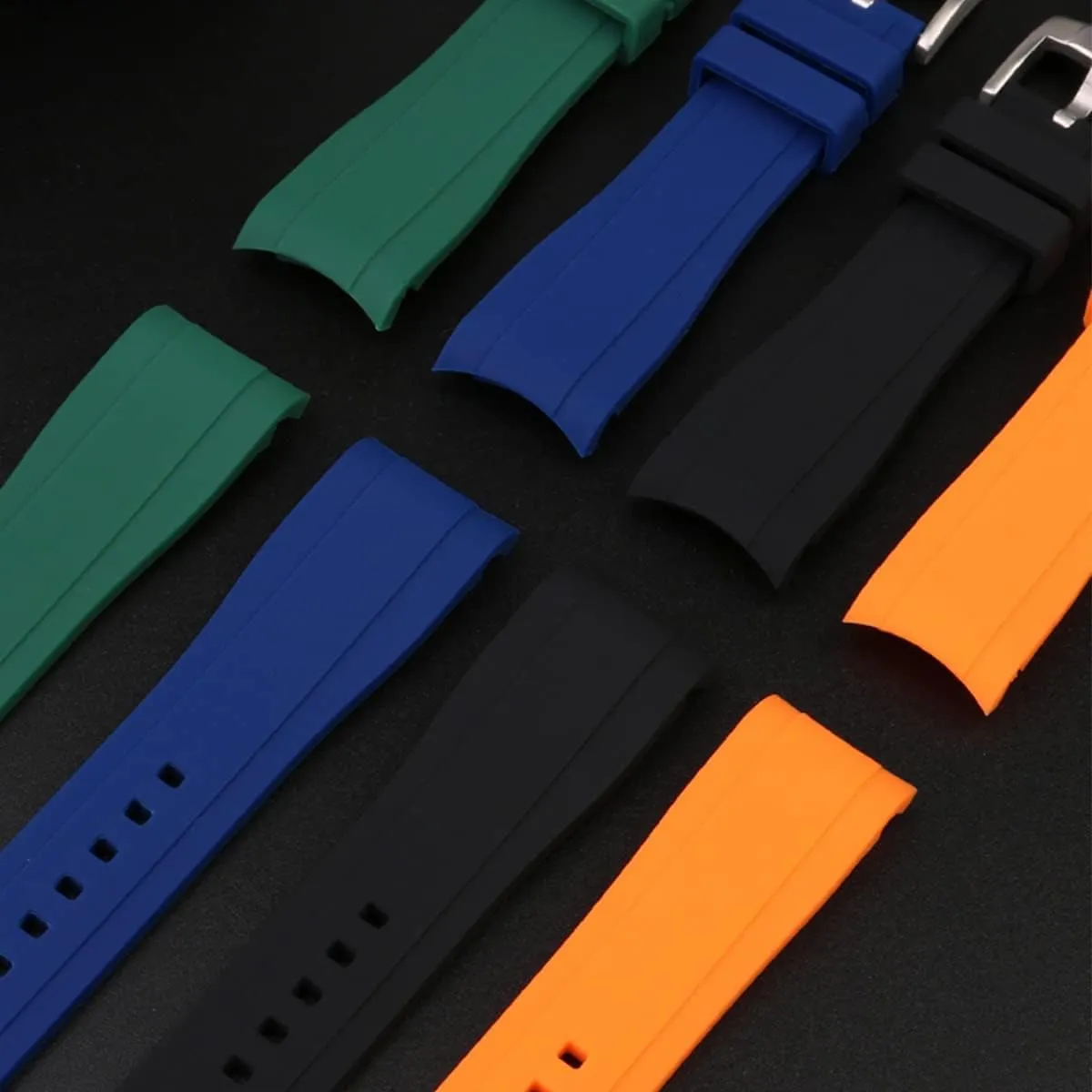 Women -Waterproof Rubber Bracelet for Sports & Dive Watches-Replacement for Rolex, Omega & Seiko generic wanderer negligibly Watches Black, Blue, Orange, Green Dexter Top Grade Silicone Curved Lug End Watch Strap- Watch Bands For Men & 