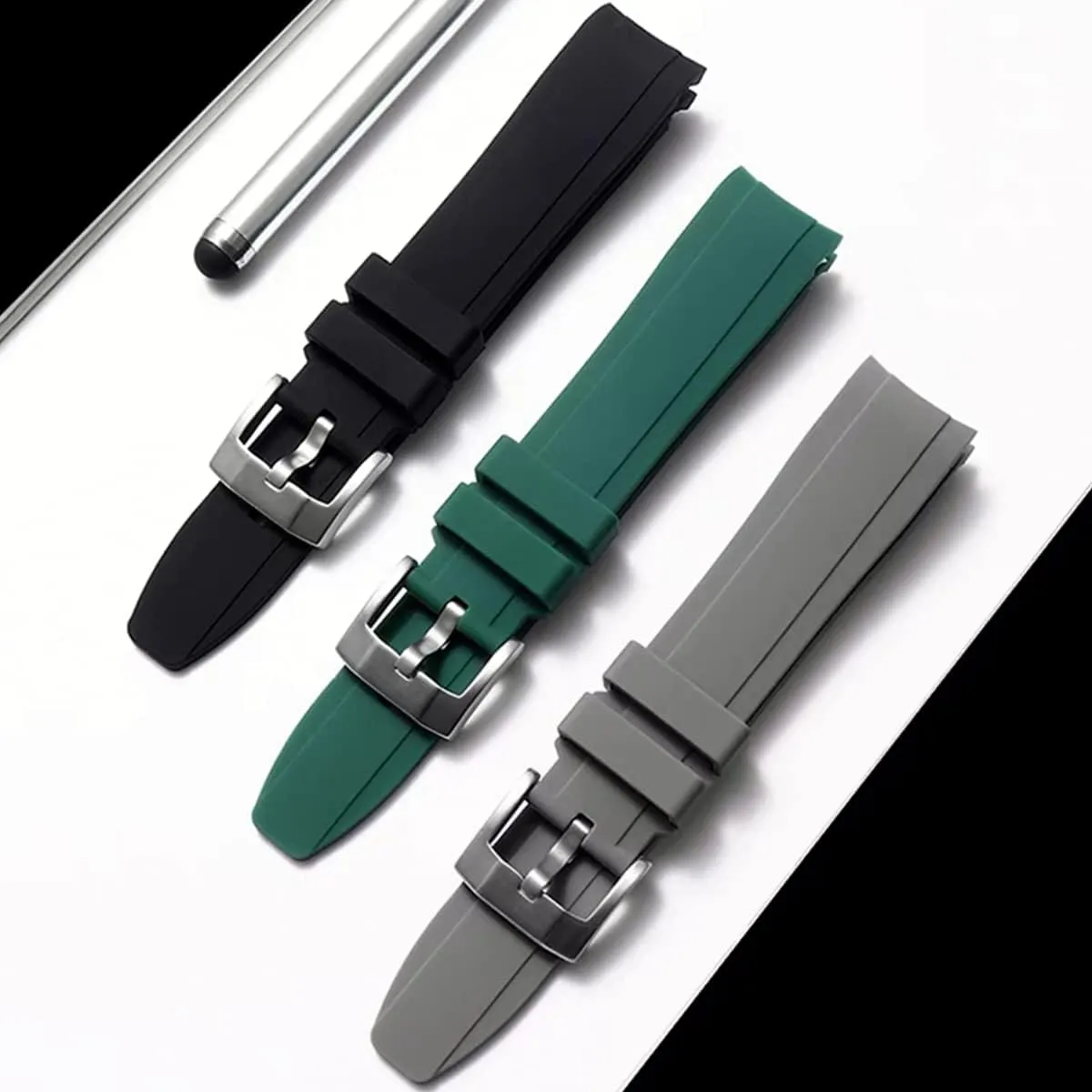 Women -Waterproof Rubber Bracelet for Sports & Dive Watches-Replacement for Rolex, Omega & Seiko generic wanderer negligibly Watches Black, Blue, Orange, Green Dexter Top Grade Silicone Curved Lug End Watch Strap- Watch Bands For Men & 