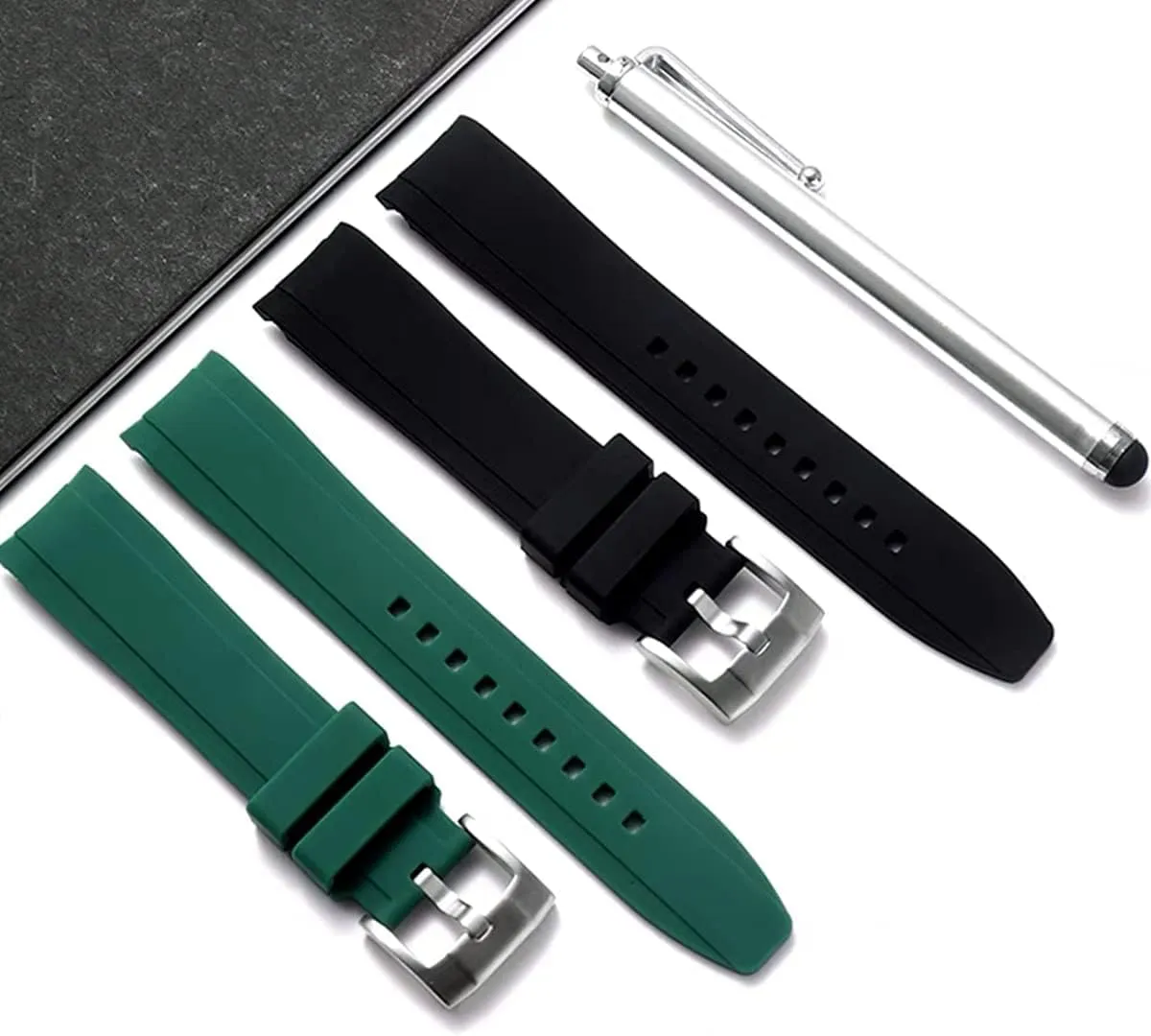 Women -Waterproof Rubber Bracelet for Sports & Dive Watches-Replacement for Rolex, Omega & Seiko generic wanderer negligibly Watches Black, Blue, Orange, Green Dexter Top Grade Silicone Curved Lug End Watch Strap- Watch Bands For Men & 