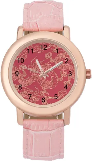 Women's PU Leather Strap Watch Fashion Dress Watch Wristwatches for Home Travel copy glaciate reliable painful Chinese Golden Dragon 