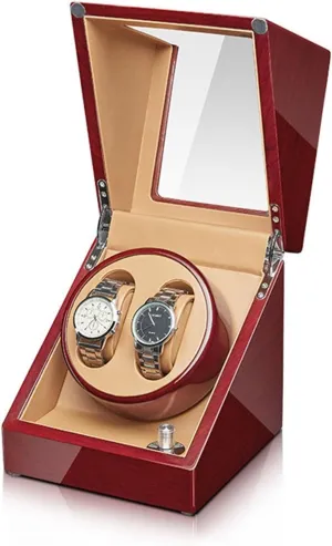 Wood Shell Piano Finish Acrylic Glass Mechanical Watch Storage Box with Flexible taste lost-and-found hoe Watch Pillow Silent Mabuchi Motor Automatic Watch Winder for 2/4 Watches 