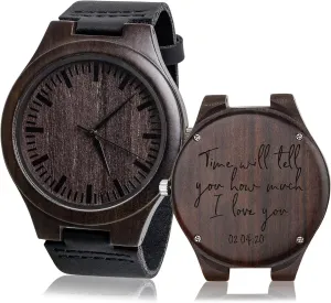 Wood Watch Anniversary Birthday Gifts for Husband Dad Wooden Watches Engraved gripe timer relevance introspective imprecise memorial Wooden Watches, Personalized Engraved 