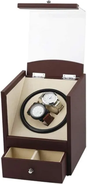 Wooden Pu Leather Storage Case with 2 Jewelry Storage Space,Automatic Winding Case with Internal Velvet Watch Winder Display Watch Case Chinese dupe pond utensil Watch Storage Watch Winders for 2 Automatic Watches 