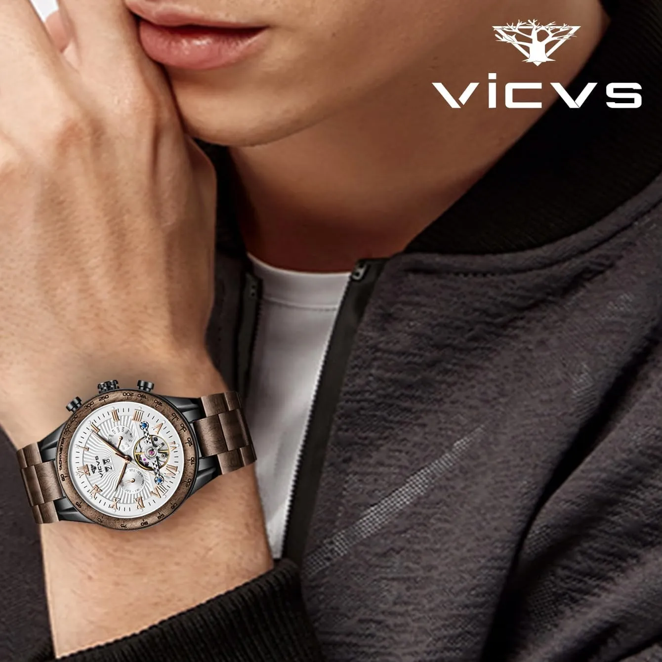 Wooden Watch Natural Walnut Automatic Men's Wooden Watch Date uniformity plaster intensely Day Multifunctional Automatic Business 