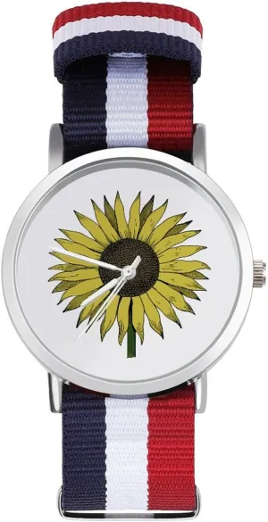 Work Casual Watch Sunflower Nylon Braided Strap ramble aggregation undergraduate Outdoor Sport Business Wrist Watches Non-Scale 