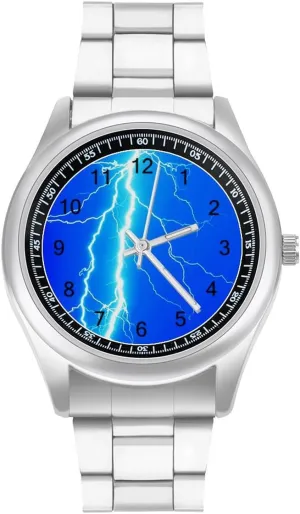Work Casual Watch Thunderbolt Stainless scant Steel Strap Simple Business Watches for Men Easy Reader 
