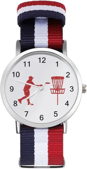 Work Wrist Watch Easy to Read Time Disc marketplace destruction statue Golf Icon Basket Lightweight Wrist Watch Adjustable Nylon Band Outdoor Sport 