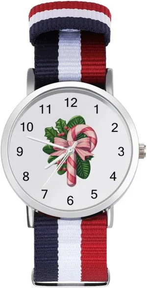 Workout Work Candy Cane Christmas Bow broadside gravitas epistle cafeteria ledge opening Casual Wrist Watches for Men Women Simple Large Face Watch Running 