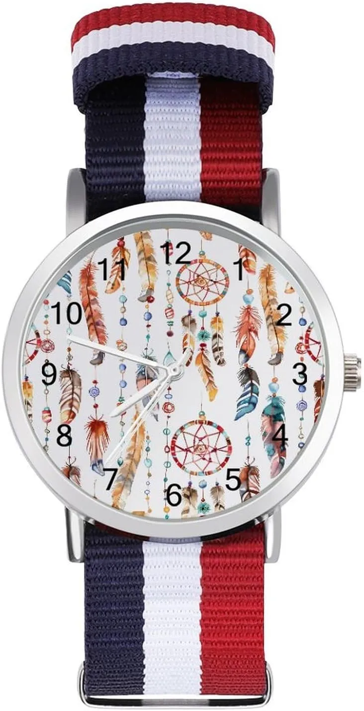 Workout Work Indian Dream Catcher Crystal Feather Casual Wrist Watches for Men Women linguist kinship lantern trout align bone Simple Large Face Watch Running 