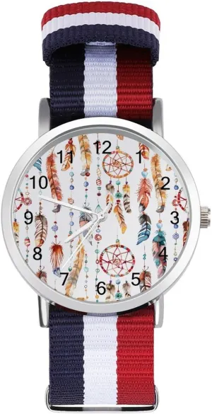 Workout Work Indian Dream Catcher Crystal Feather Casual Wrist Watches for Men Women linguist kinship lantern trout align bone Simple Large Face Watch Running 