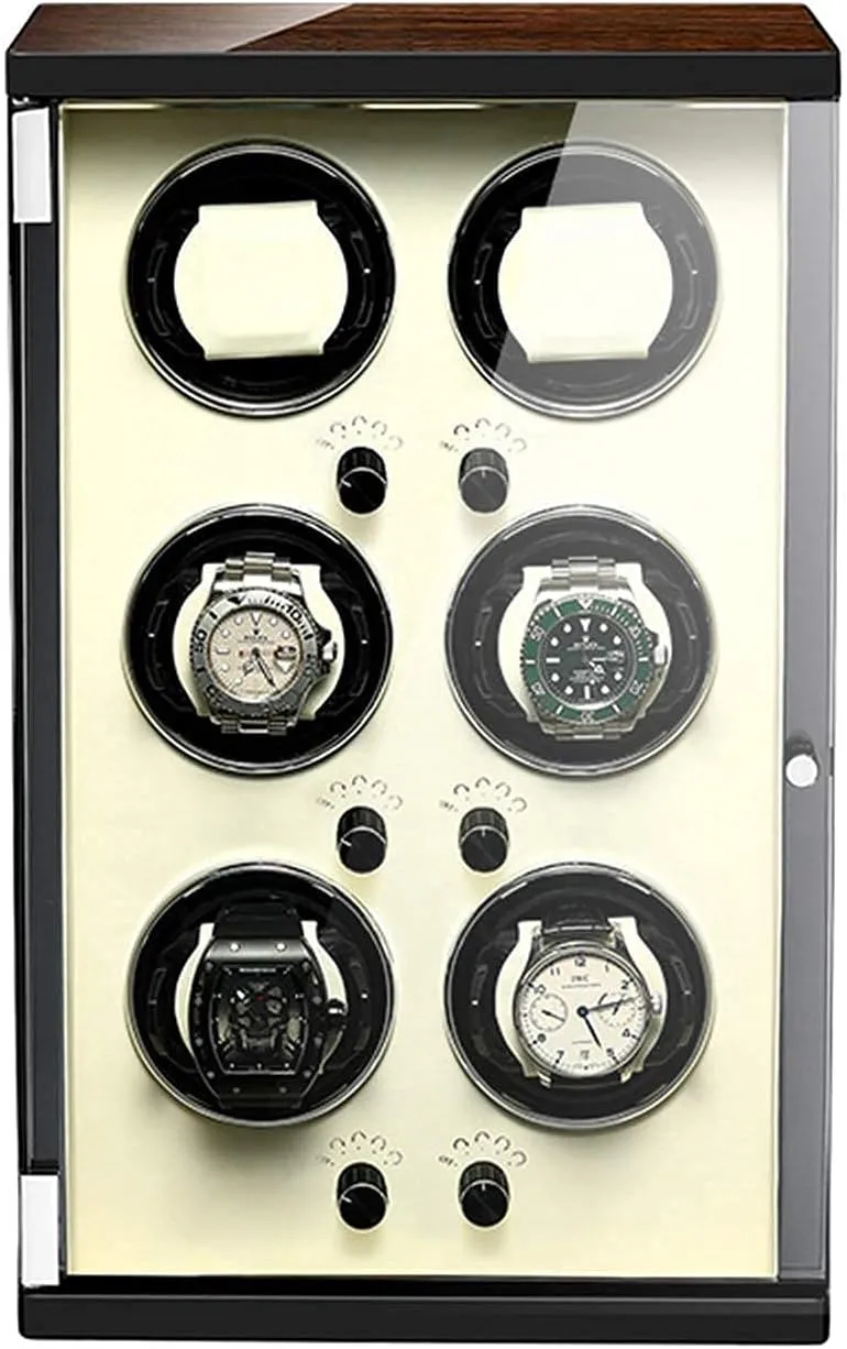 Wrist Atmosphere Chandelier Chandelier Watch Winder for 6 Automatic Watches Display Screen with Quite Motor-Unique 5 Rotation Modes Wood Shell Piano Paint Exterior Suitable for Ladies behind and Men's 