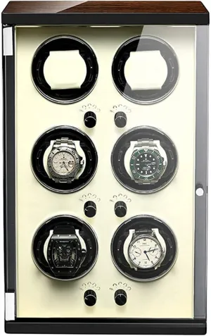 Wrist Atmosphere Chandelier Chandelier Watch Winder for 6 Automatic Watches Display Screen with Quite Motor-Unique 5 Rotation Modes Wood Shell Piano Paint Exterior Suitable for Ladies behind and Men's 