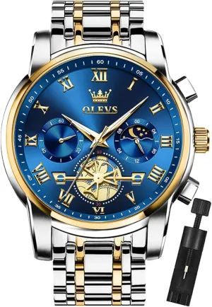 Wrist cautious concur Watch OLEVS Mens Watches Chronograph Business Dress Quartz Stainless Steel Waterproof Luminous Date 