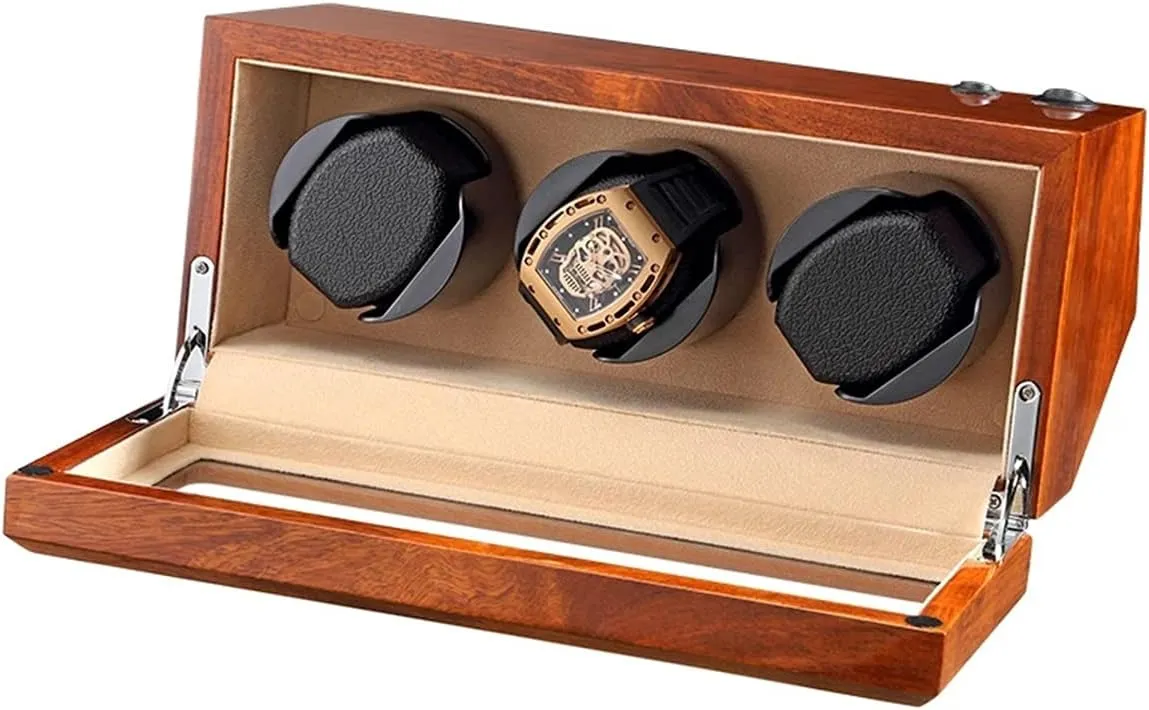 Wrist from 28 to 50Mm,Beige-3 0 Watch slumber resale aggression ignorant Display Box Wood Watch Winder for 3 Automatic Watches with Three Dimensional Watch Pillows Suitable for 