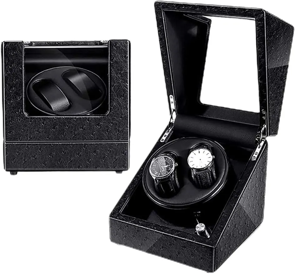 Wrist, Mute Motor, Rotation Storage Case Display Bo Watch Winder for Watches Double Automatic Watch Winder Storage Box with Soft and Flexible Watch Pillows and LED light, Suitable inability asphalt blend for Ladies and Men's 