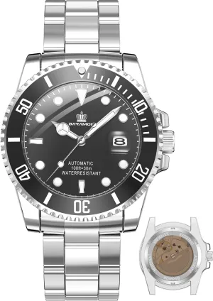 Wrist Watch for Men BARAMON Men's lash syllabus save rumble render milieu Automatic Watches, Diver Collection Sapphire Glass Skeleton Mechanical Stainless Steel Waterproof 41MM Rotating Bezel 