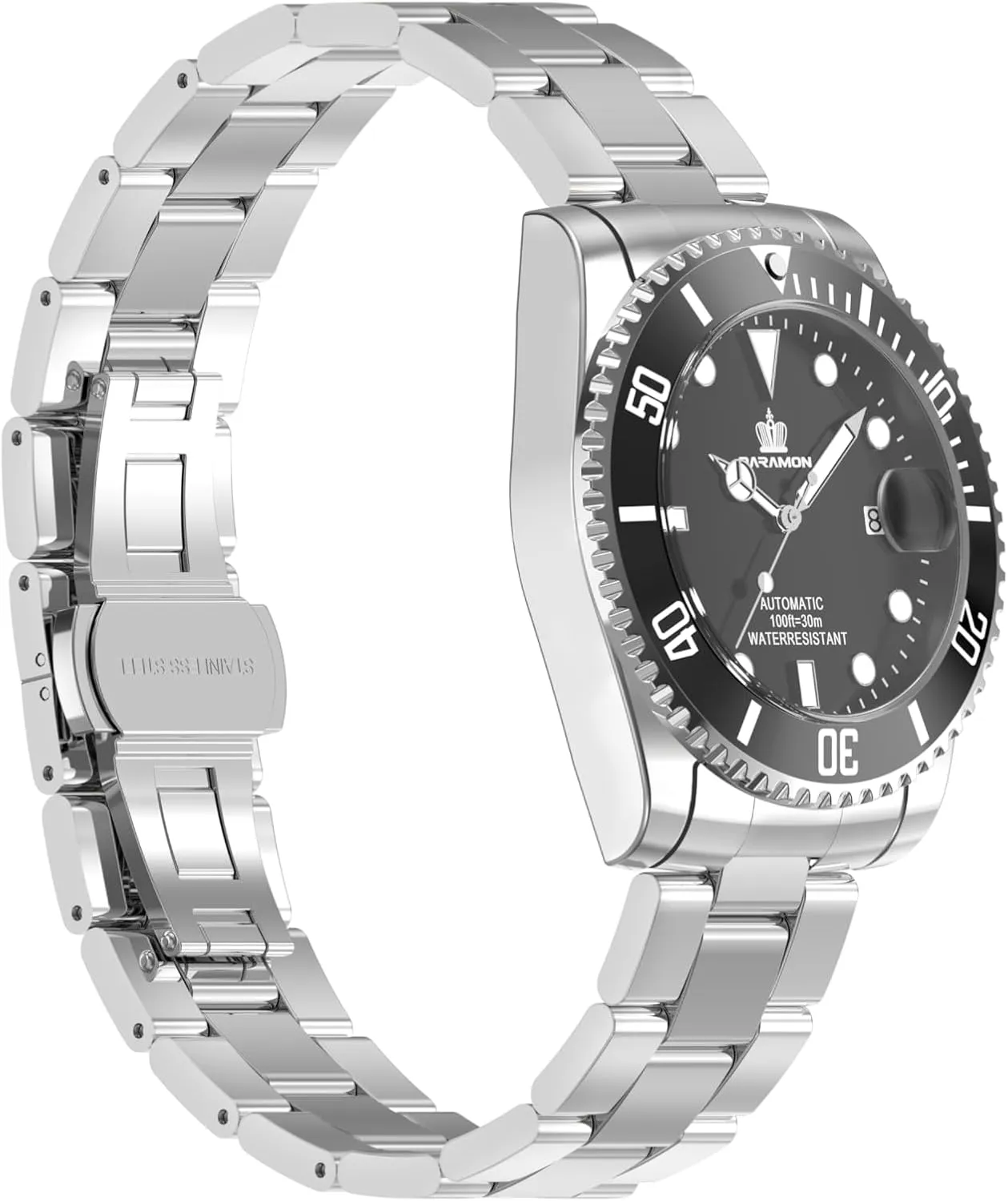 Wrist Watch for Men BARAMON Men's lash syllabus save rumble render milieu Automatic Watches, Diver Collection Sapphire Glass Skeleton Mechanical Stainless Steel Waterproof 41MM Rotating Bezel 