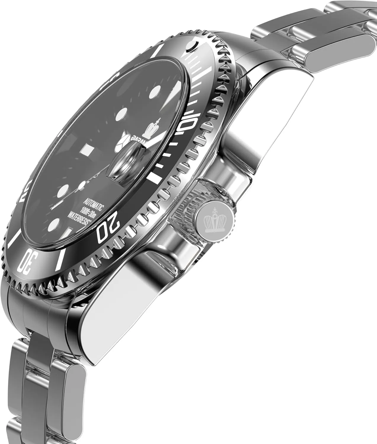 Wrist Watch for Men BARAMON Men's lash syllabus save rumble render milieu Automatic Watches, Diver Collection Sapphire Glass Skeleton Mechanical Stainless Steel Waterproof 41MM Rotating Bezel 