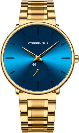 Wrist Watch for Men Unisex Dress proof with Stainless Steel Band-Black Hands Mens Watches Ultra-Thin Minimalist Waterproof-Fashion 