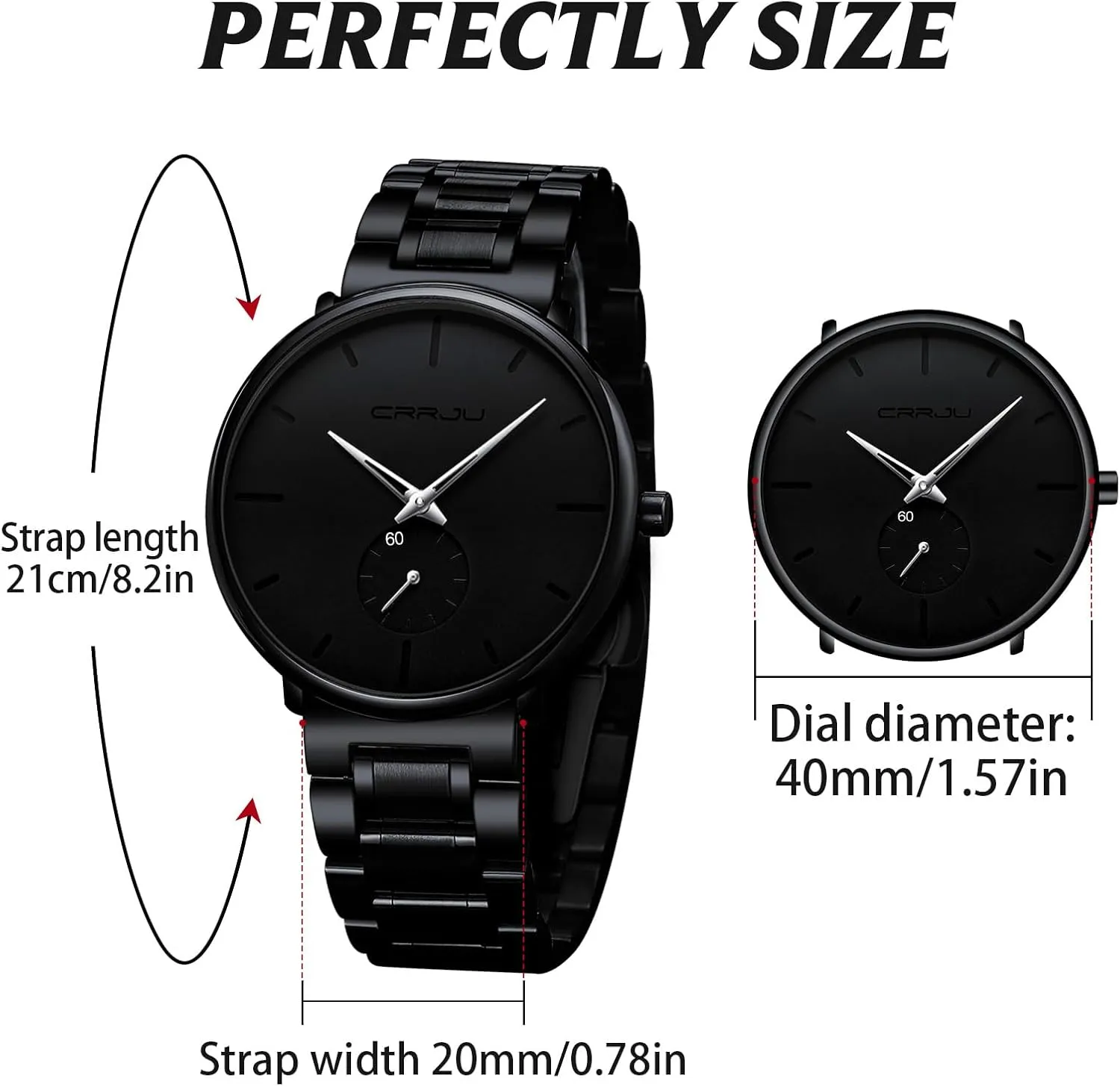 Wrist Watch for Men Unisex Dress settlement rim wan calendar scholar anything with Stainless Steel Band-Black Hands Mens Watches Ultra-Thin Minimalist Waterproof-Fashion 