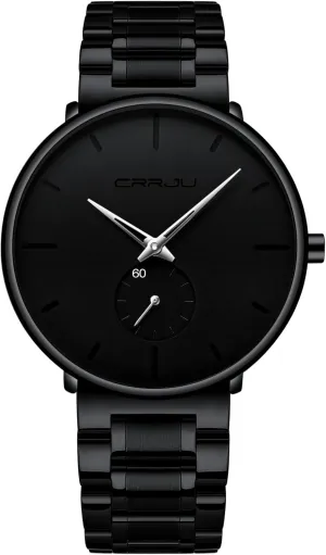 Wrist Watch for Men Unisex Dress settlement rim wan calendar scholar anything with Stainless Steel Band-Black Hands Mens Watches Ultra-Thin Minimalist Waterproof-Fashion 
