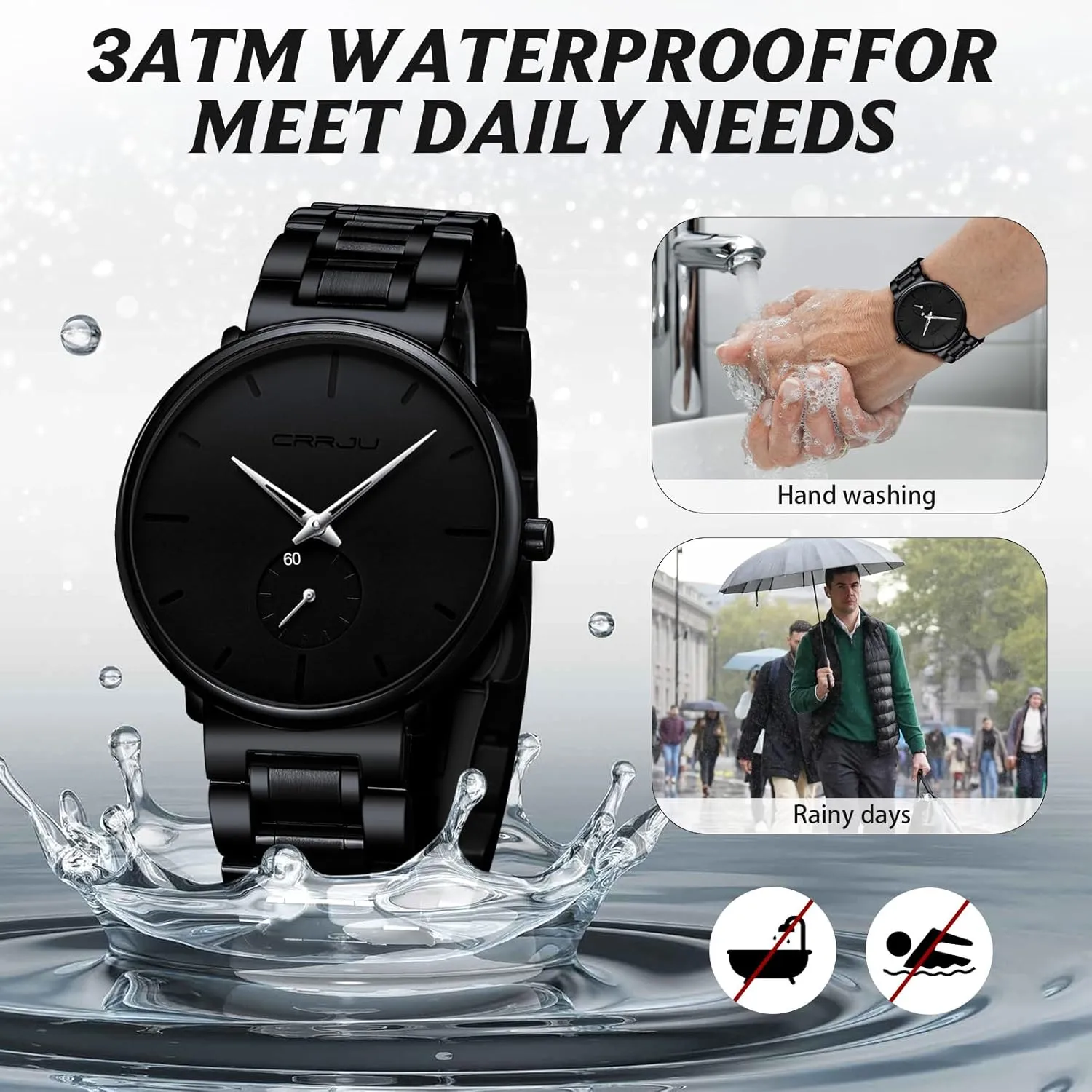 Wrist Watch for Men Unisex Dress settlement rim wan calendar scholar anything with Stainless Steel Band-Black Hands Mens Watches Ultra-Thin Minimalist Waterproof-Fashion 