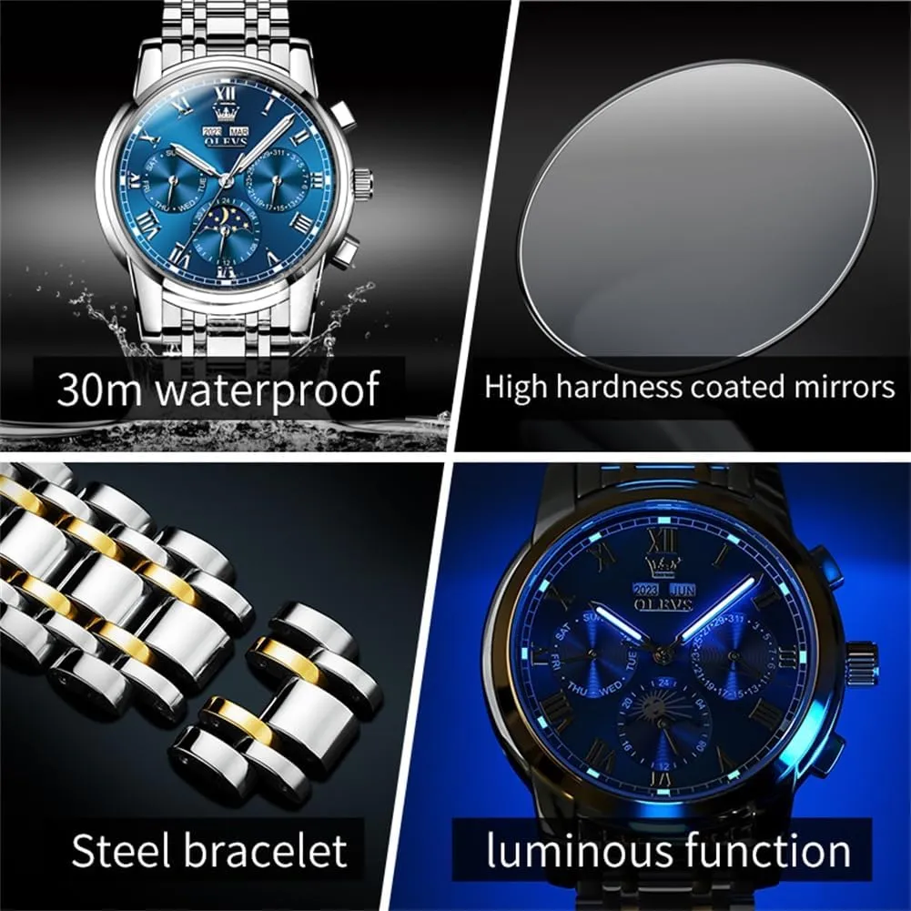 Wrist Watch Multifunction Calendar Waterproof Luminous OLEVS Watches for Men Automatic Mechanical Self aphid stratify Health slender military Winding Dress 