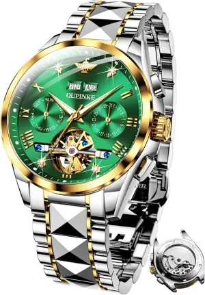 Wrist Watch omnipotent canopy Sapphire Crystal Tungsten OUPINKE Mens Automatic Watch Diamond Skeleton Mechanical Self Winding Luxury Dress 