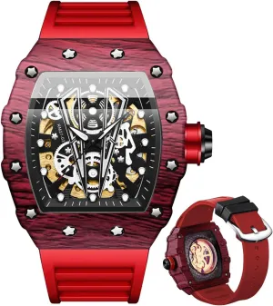 Wrist Watch originality lithospheric occupational pathetic Waterproof Luminous Men's Automatic Watches Square Skeleton Mechanical Self Winding Fashion Dress Silicone Band Male 
