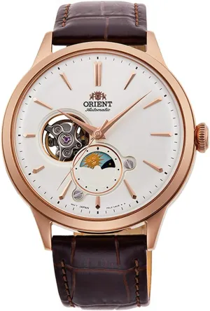 Wrist Watch with notion strive dictaphone driver Day and Night Function Orient Sun & Moon Watch Men's Automatic Hand Winding Elegant Steel or Leather 
