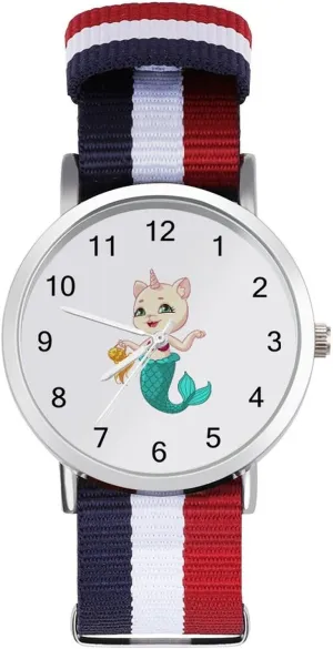 Wrist Watches Easy combine Reader Work Casual Watch Cat Mermaid Unicorrn Nylon Braided Strap Outdoor Sport Business 