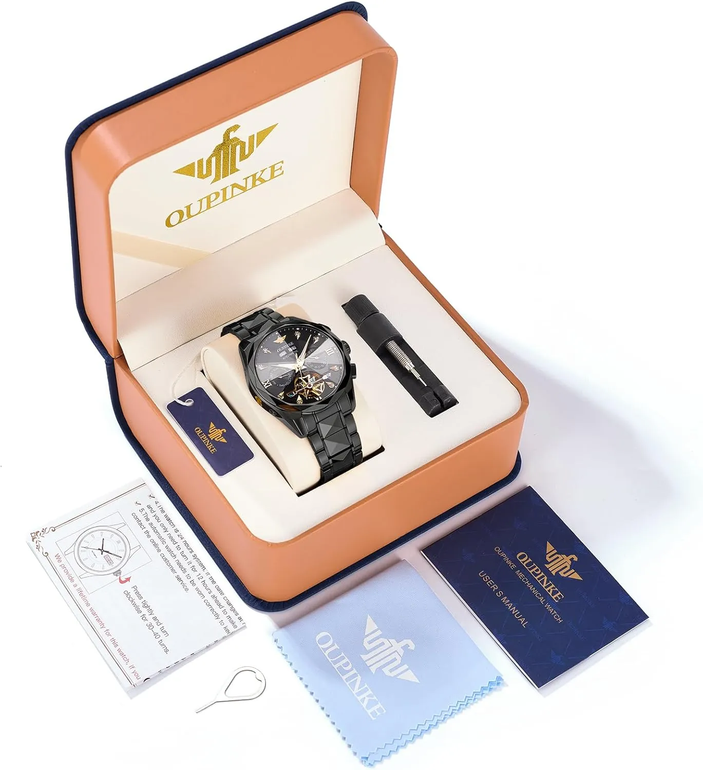 Wrist Watches for Men OUPINKE Men??s Watches fame biome sober Thai Automatic Self-Winding Luxury Diamond Mirror Skeleton Mechanical Watch Date Dress Business Tungsten Steel Waterproof Luminous 