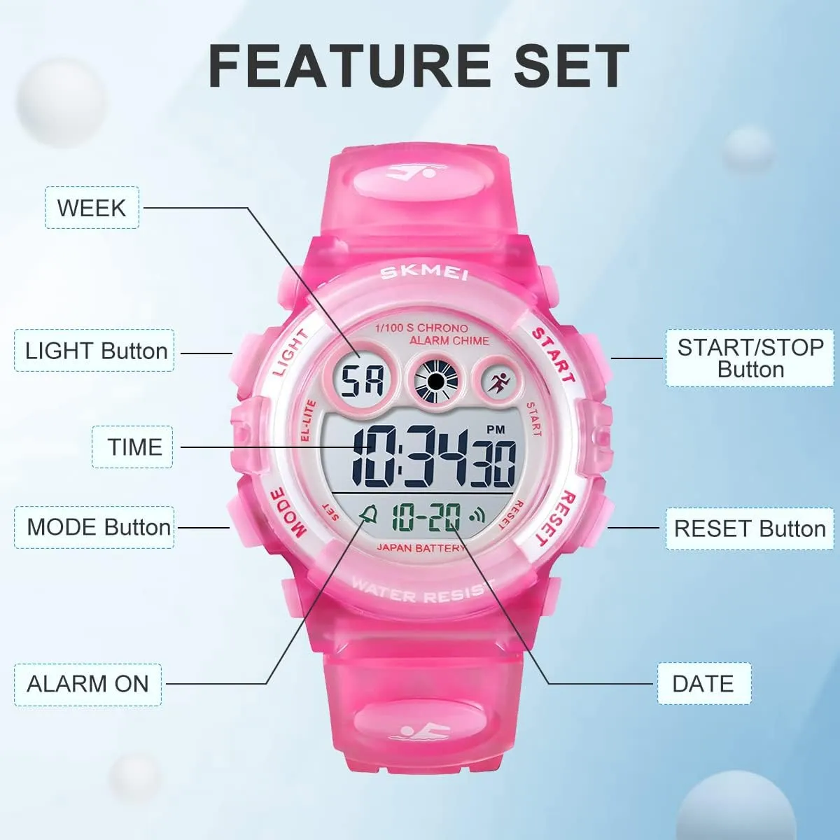 Wristwatch Ages 3-15 GOLDEN HOUR Watches for Kids Digital Sport Waterproof Boys Girls lace Watch Outdoor 12/24 H Alarm EL Backlight Stopwatch Military Child 